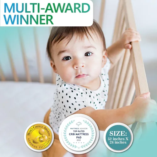 Vista 2 de 2 Pack Bamboo Waterproof Crib Mattress Protector Pad (Mom's Choice Award Winner) by Margaux & May - Noiseless - Dryer Friendly - Deluxe Bamboo Rayon