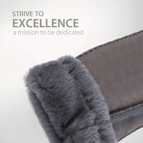 Vista 3 de YISEVEN Women's Merino Rugged Lambskin Shearling Leather Gloves