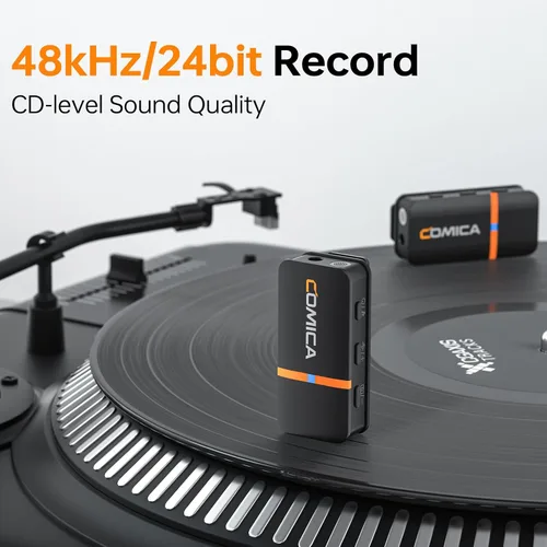 Vista 6 de COMICA Vimo Q - Micrófono inalámbrico Lavalier de 4 canales para cámara/smartphone Noise Reduction, 4 Audio Tracks Output, 656ft Long Range