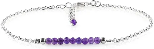 Vista 32 de YANARA Pulsera de tobillo para mujer, piedra de nacimiento natural, cuentas de piedras preciosas, tobillera delicada hecha a mano de 9 pulgadas +