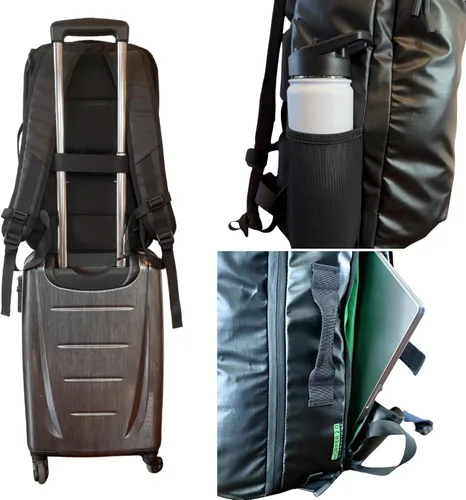 Vista 7 de COR Surf Mochila de viaje de mano Island Hopper 2.0 Mochila ultraligera aprobada para artículos personales 28L Negro Edición impermeable