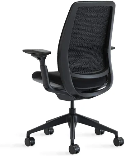 Vista 3 de Silla de oficina Steelcase Serie 2, marco de grafito, Cogent Connect Aubergine, ruedas para piso duro