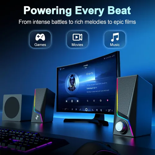 Vista 11 de Nylavee Altavoces de computadora con subwoofer, altavoces de PC 2.1 Negro