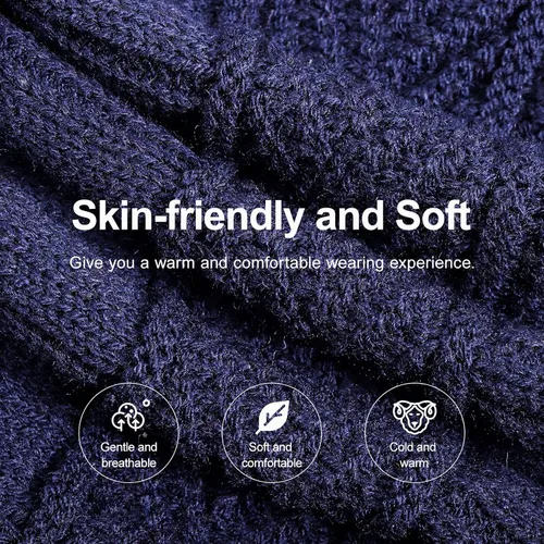 Vista 6 de Conjunto de bufanda y gorro de invierno, gorro cálido con forro polar, gorro de punto grueso para hombres y mujeres