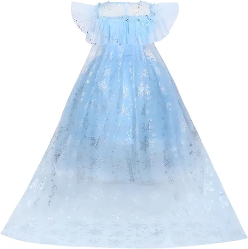 Vista 3 de TSIZFXI Elsa - Vestidos de princesa para niñas, fiesta de cumpleaños con accesorios de 3 a 8 años