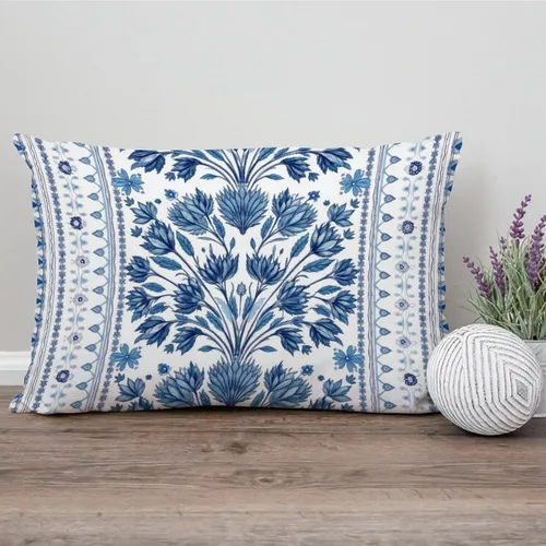 Vista 45 de ArogGeld Funda de cojín con flores verdes y blancas con flores grises y negras y hojas verdes en estilo chinoiserie, funda de almohada cuadrada