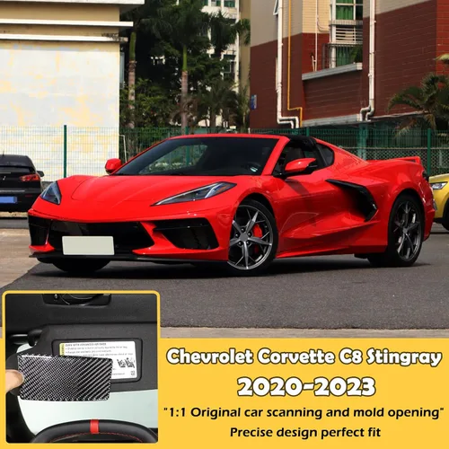 Vista 6 de Kit de decoración de panel de espejo cosmético de coche de fibra de carbono real suave 3D compatible con Corvette C8 Stingray Z06 Z51 2020 2021 2022