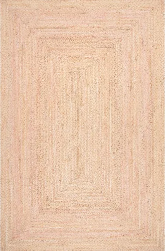 Vista 3 de nuLOOM Alfombra decorativa trenzada a mano de mezclilla y yute, 3x5, beige
