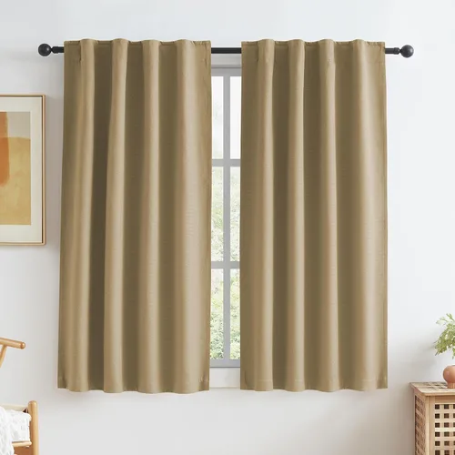 Vista 31 de KEQIAOSUOCAI - Cortinas opacas naturales de 108 pulgadas de largo, cortinas modernas con pestaña trasera, paneles plisados para sistema de cortina