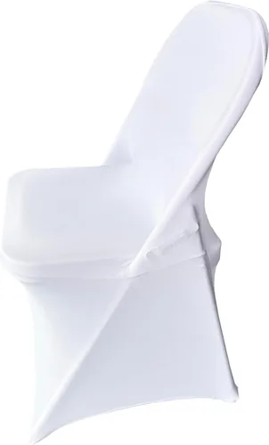 Vista 3 de Funda plegable de elastano para sillas, protectores elásticos para sillas para eventos de bodas y fiestas (1, blanco)