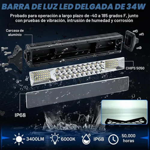 Vista 5 de Chelhead Can AM X3 Parrilla con Barra de Luz LED Delgada de 11 Pulgadas Haz Combinado y Arnés de Cableado Compatible con Can-Am Maverick X3 2016
