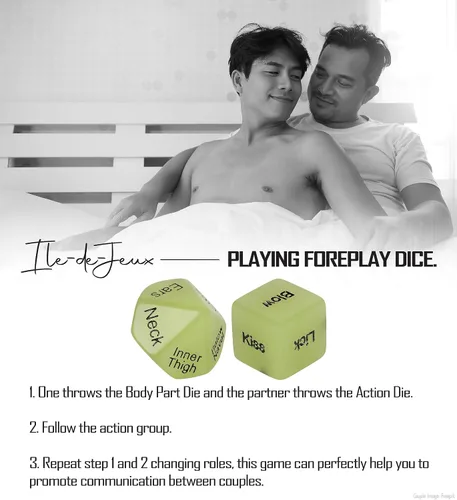 Vista 3 de Juego de 5 dados sexuales para hombres, LGBTQ+ para parejas, juego sexual de orgullo. Modelo de mujer disponible, dados de amor travieso, noche