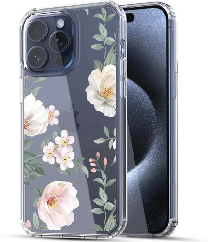 Vista 10 de RANZ Funda para iPhone 15, serie antiarañazos, a prueba de golpes, transparente de policarbonato duro + funda protectora de TPU para iPhone 15