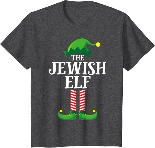 Vista 19 de Playera de pijama para fiesta de Navidad, grupo familiar a juego con elfo judío