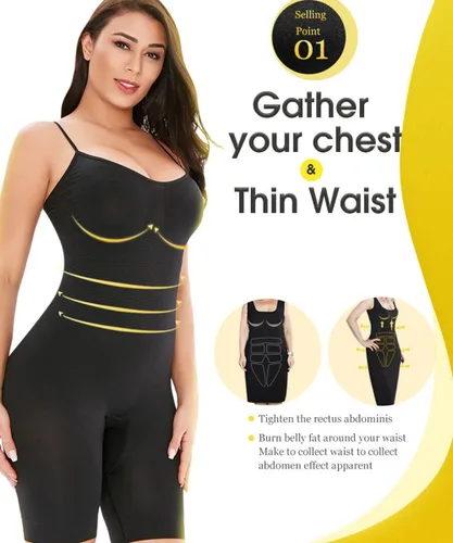 Vista 2 de Body moldeador de cuerpo completo con control de abdomen, sin costuras, para mujer, fajas completas