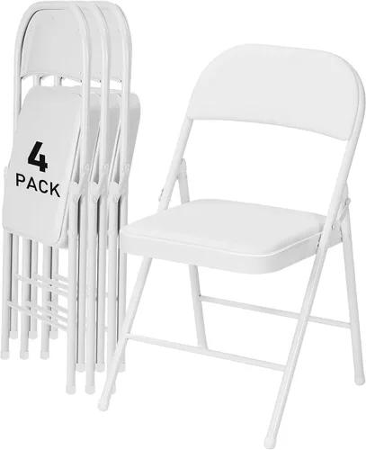 Vista 26 de SEALAMB Paquete de 4 sillas plegables con asiento cómodo, marco de metal resistente, sillas apilables portátiles para bodas, fiestas, oficina