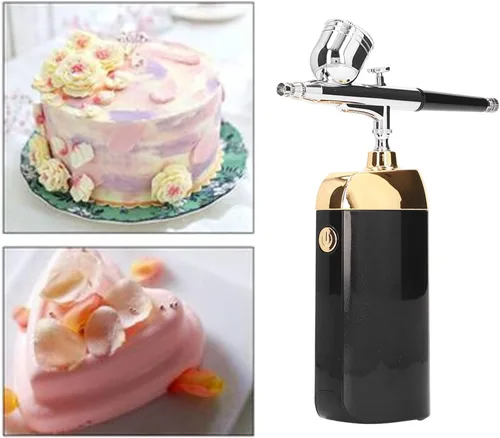 Vista 5 de Aerógrafo portátil de oxígeno, pulverizador de niebla, dispositivo Mister Mini kit de aerógrafo Mister para decoración de pasteles (negro)