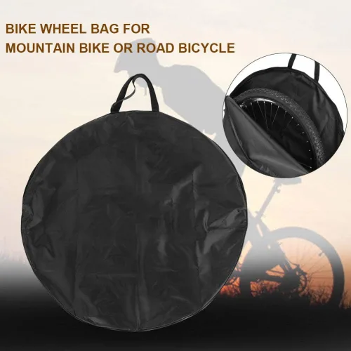 Vista 2 de Yosoo Negro Nylon Bicicletas Rueda Bolsa de transporte Traje para Mountain Road Bike Ruedas delanteras y traseras 27,5 y 29 pulgadas Opcional