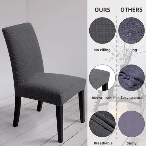 Vista 4 de Fundas para silla de comedor Fundas elásticas para silla, protector decorativo impermeable, desmontables, lavables y elásticas, de licra universal.