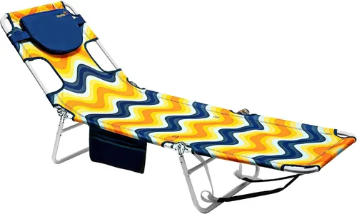 Vista 15 de SUNNYFEEL Lay Flat Silla de bronceado, tumbona boca abajo, reclinable de 5