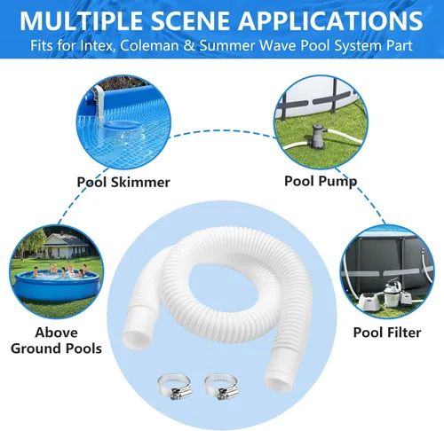 Vista 3 de Reemplazo de manguera de desnatador de piscina de 1-1/4 pulgadas x 3 pies para manguera de transferencia de bomba de desnatador de piscina Intex