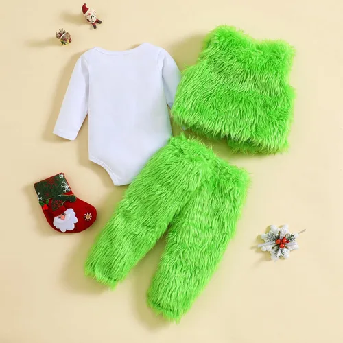 Vista 3 de Ropa de Navidad para bebés, niños y niñas, 3 piezas de disfraces peludos