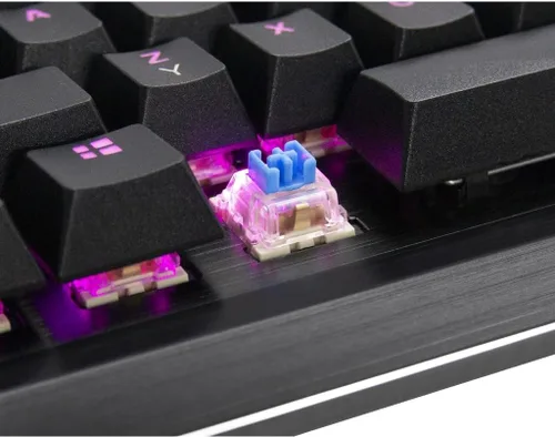 Vista 4 de Inland ProHT - Teclado con cable USB retroiluminado LED arcoíris con interruptores azules, teclas ABS duraderas, anti-fantasmaresistente a derrames