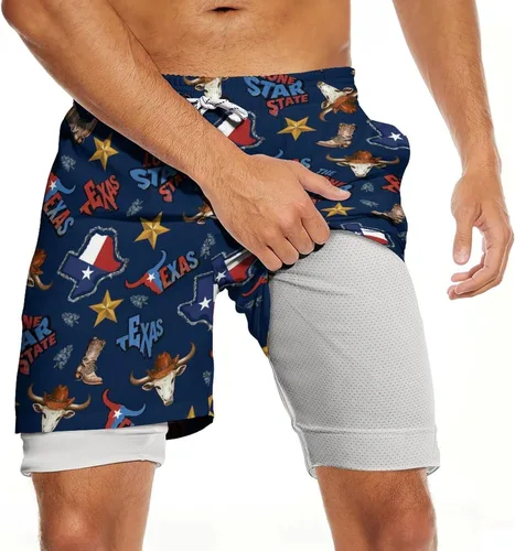 Vista 21 de CHILL·TEK Traje de baño para hombre con forro de compresión de secado rápido 2 en 1, traje de baño para playa