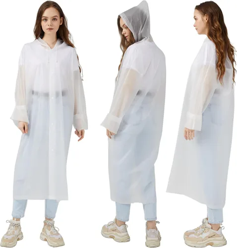 Vista 5 de Ponchos de lluvia impermeables para adultos y mujeres, chaqueta de lluvia reutilizable con capucha para la familia, Disney Park Travel 2