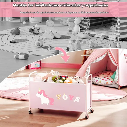 Vista 5 de GRANNY SAYS Caja de juguetes grande 135L para niñas, almacenamiento de Rosa