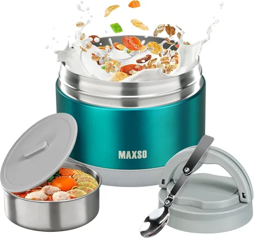 Vista 8 de Tarro de Comida para Comida Caliente – Termo de Sopa de 24 OZ para Adultos Contenedores de Almuerzo con Aislamiento al Vacío con Cuchara Plegable