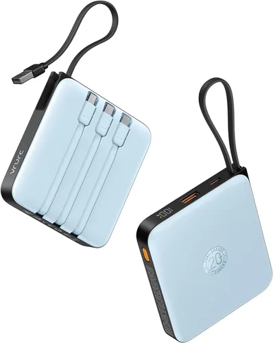 Vista 10 de VRURC Cargador portátil de 20000 mAh de carga rápida de 20 W con 4 cables incorporados Travel Essentials, batería externa para iPhone serie