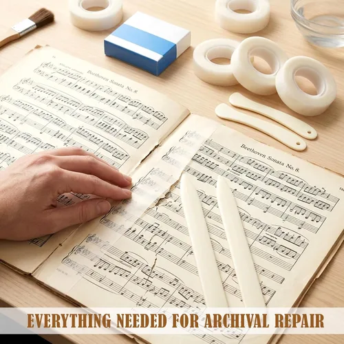 Vista 2 de 6 rollos de cinta de reparación de libros para páginas y documentos