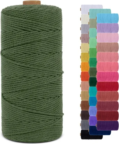 Vista 85 de Cordón de macramé de 0.079 pulgadas, cuerda de algodón natural de 109 yardas, hilo de cuerda de macramé para manualidades, ganchos de pared