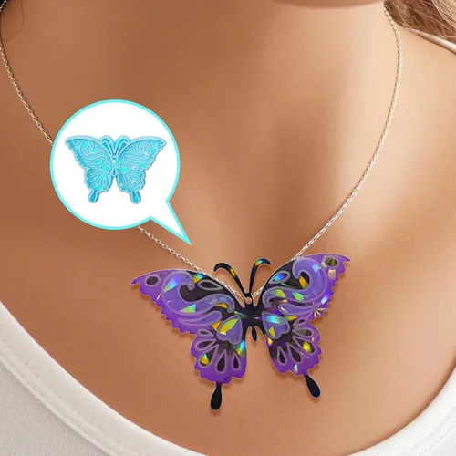 Vista 5 de 3 moldes de resina holográfica con 20 llaveros colgantes, molde de silicona con forma de llavero de mariposa para colgantes, fabricación de joyas