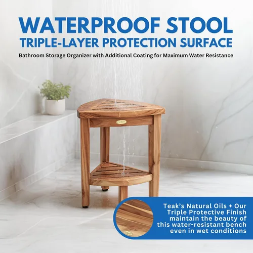 Vista 5 de EcoDecors Snazzy Corner Banco Taburete Asiento Silla de Ducha Impermeable de Madera de Teca Para Ducha Interior Proporciona Seguridad