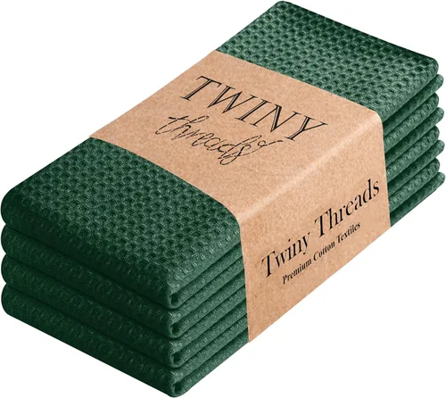 Vista 53 de TWINY threads Juego de toallas de cocina con diseño de diamante, 100% algodón, trapos grandes y trapos de lavado, absorbentes de secado rápido