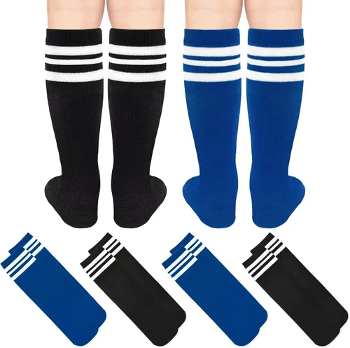 Vista 5 de 4 pares de calcetines de fútbol para niños pequeños, calcetines de fútbol para niñas y niños, calcetines de béisbol para niños pequeños, calcetines