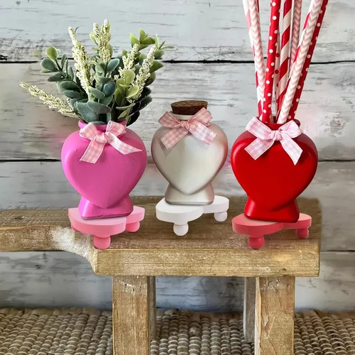 Vista 6 de Heart Risers - Bandeja escalonada para el día de San Valentín, mini elevadores para el día del amor, decoración del hogar, 3