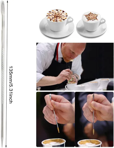 Vista 2 de Honbay 4 Uds acero inoxidable café Latte Art Bolígrafos herramienta para para capuchino Latte Espresso Decorar
