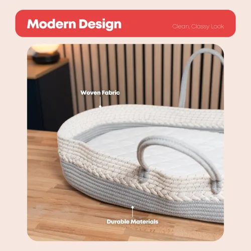 Vista 6 de Cambiador portátil suave y elegante para bebés Moderno organizador de cambio de pañales para recién nacidos con almohadilla impermeable Seguro