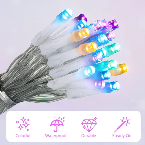 Vista 4 de ANJAYLIA Guirnalda de luces de Pascua que funciona con pilas, 20 luces LED pastel de 9.8 pies, guirnalda de luces pequeñas impermeables para Luces