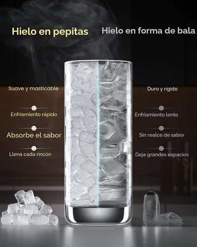 Vista 2 de ecozy Nugget Ice Maker - Encimera de hielo de guijarros masticable de 40 libras/24 horas, control de temporizador de un toque, máquina de hielo
