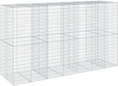 Vista 66 de vidaXL Cesta de gavión con tapa, 39.4 x 19.7 x 39.4 pulgadas, hierro galvanizado rectangular, resistente a la intemperie, montaje sin herramientas