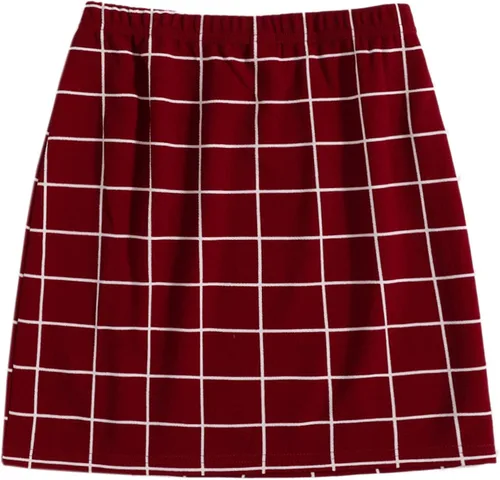 Vista 2 de Verdusa Mini falda ajustada con estampado a cuadros y cintura alta para mujer