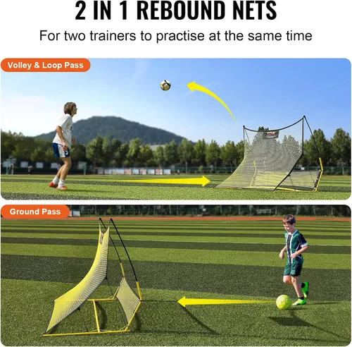 Vista 3 de VEVOR Soccer Trainer，Portable Soccer Rebounder Net, Iron Soccer Practice Equipment, Sports Football Rebounder Wall with Portable Bag, Perfect for