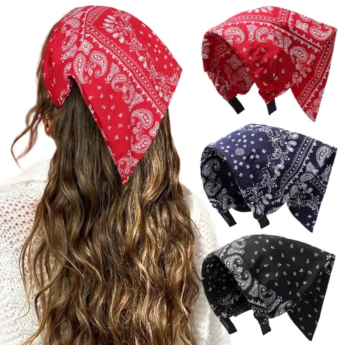 Vista 8 de HAIMEIKANG Bandana floral para mujer, bandanas bohemias para el cabello, bufanda, triángulo, bandas para el cabello, bufanda vintage para la cabeza