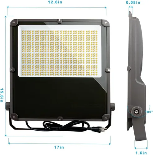 Vista 7 de Luz de inundación LED de 200 W para exteriores, 30000 lm, luz de estadio LED con fotocélula del anochecer al amanecer, IP65 AC100-277V iluminación