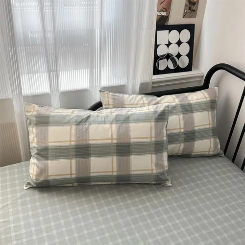 Vista 9 de EAVD - Juego de edredón a cuadros gingham verde tamaño Twin XL, 3 piezas, juego de edredón a cuadros de cuadrícula, juego de ropa de cama moderno