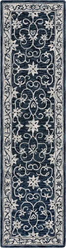 Vista 22 de SAFAVIEH Jardin Collection Alfombra de pasillo, 2 pies 3 pulgadas x 9 pies, negro y marfil, lana floral hecha a mano, ideal para zonas de alto